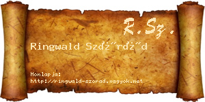 Ringwald Szórád névjegykártya