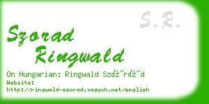 szorad ringwald business card